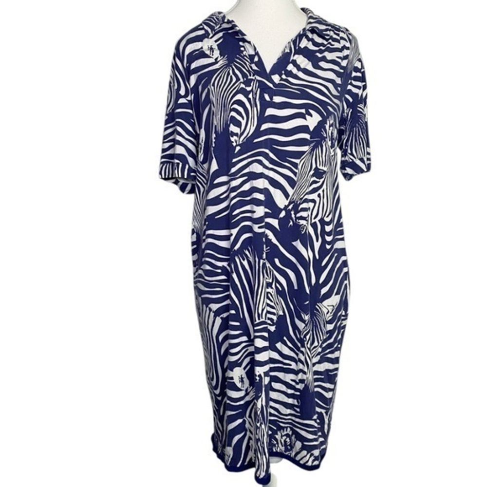 Tori Richard ALTERED Blue Zebra Print Women's Dress